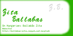 zita ballabas business card